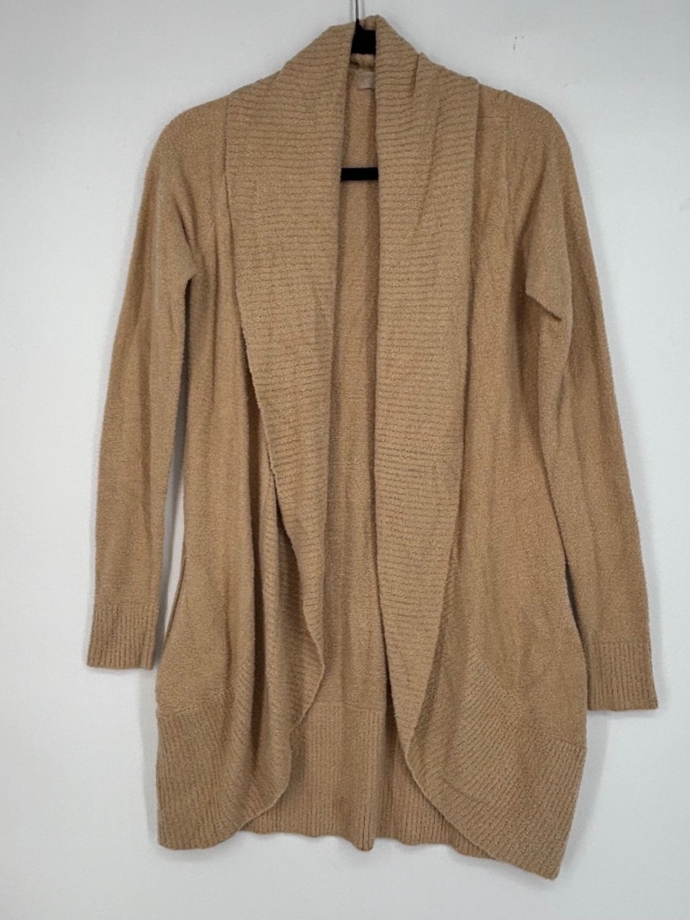 Barefoot Dreams Womens XS Small Open Cardigan Sweater Light Tan Cozy Chic Lite